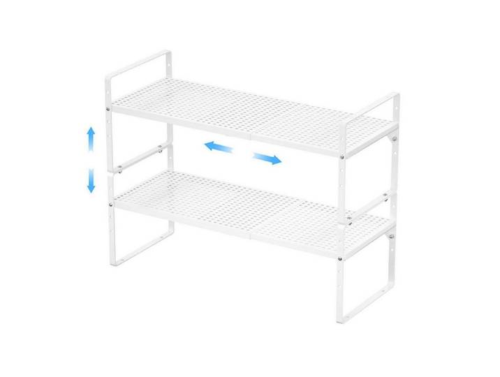 LuxusKollektion Küchenregal Küchenregal Organizer erweiterbar 2er Set Weiß