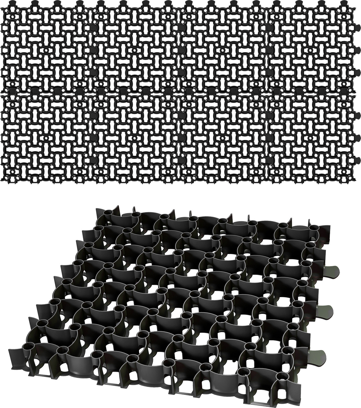 BigDean 8 stuks grasroosters paddockplaten Zwart, 50 x 50 cm, Lengte: 2 meter