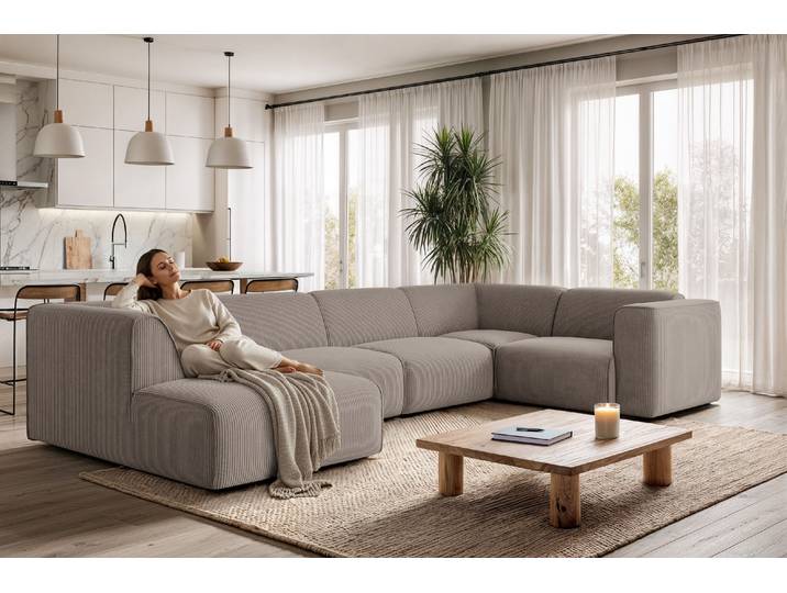Wohnlandschaft OTTO HOME Merid U-Form, B: 367 cm , grau (taupe), B:367cm H:70cm T:206cm, Sofas, Wohnlandschaft, jederzeit durch Module erweiterbar