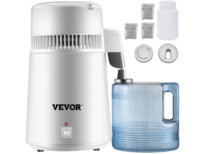 SucceBuy 4L distillateur d'eau purificateur filtre distributeur chauffage bouteille adoucisseur 304 acier inoxydable appareil ménager