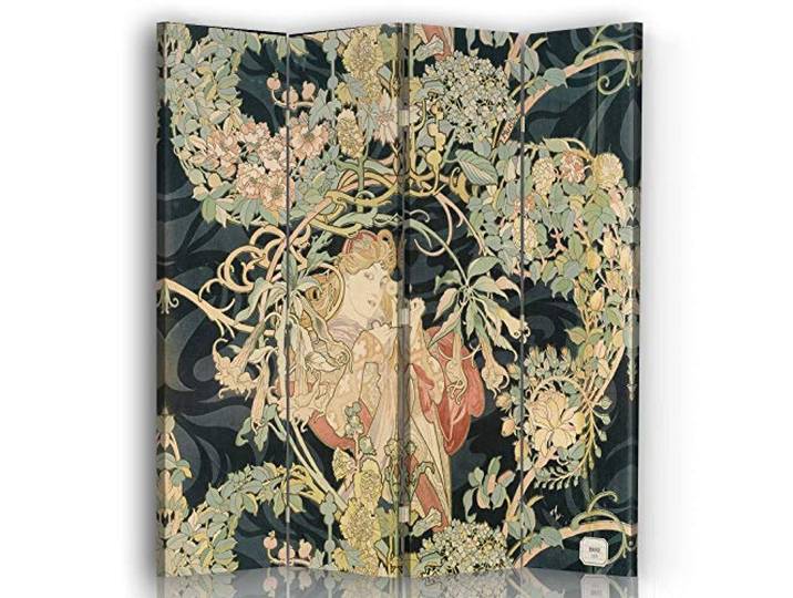 Legendarte - Paravant, Raumteiler Femme À La Marguerite - Alphonse Mucha - Dekorativer Raumtrenner cm. 145x170 (4 x)