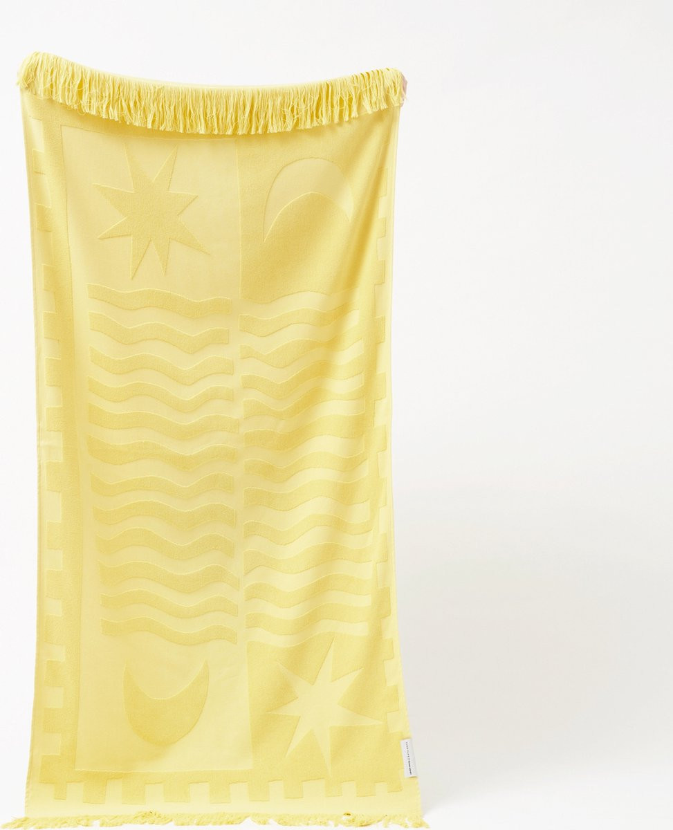 Sunnylife Luxe Beach Strandlaken - Geel - Katoen - B: 90 cm, L: 160 cm