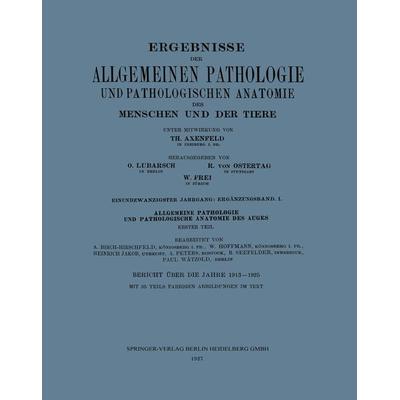 Ergebnisse der Allgemeinen Pathologie und Pathologischen Anatomie des Menschen und der Tiere, Taschenbuch von Th. Axenfeld,Arthur Birch-Hirschfeld,W.