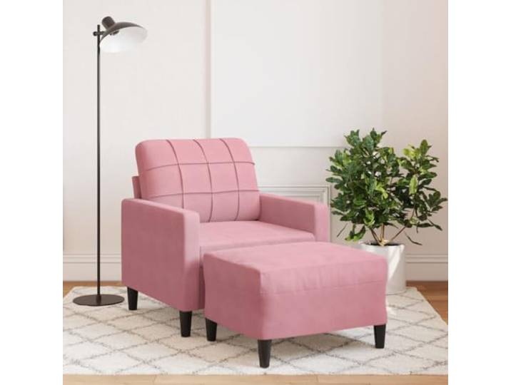HEFZGDB Sessel mit Hocker Rosa 60 cm Samt Polstermöbel Metallgestell Bequem Entspannen Lesen Fernsehen Wohnzimmer Komfortabel Stilvoll Modern
