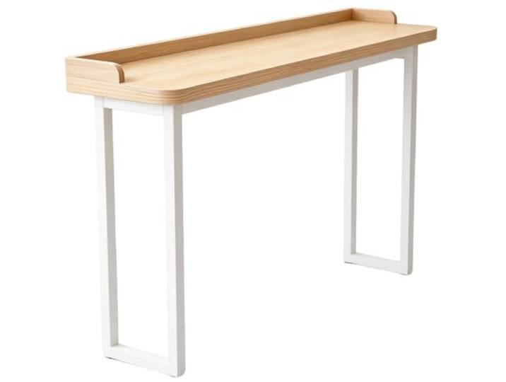 Bartisch aus massivem Holz,langer,schmaler Pub-Tisch mit hoher Oberseite Rechteckige Tischplatte aus massivem Holz,Stützbeine aus Metall,freistehend, mit Zaun,einfach zu montieren(140cm)