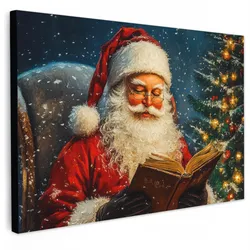 LEINWANDBILD Weihnachtsmann - Weihnachten - Winter - Weihnachtsbaum Groß 140x90 cm