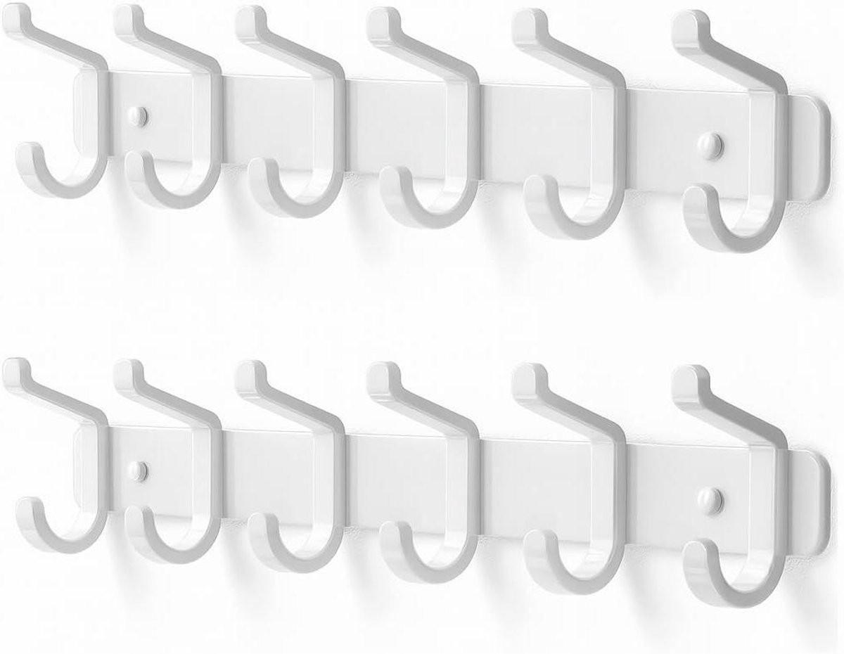 Wandkapstok Orde Scheppen met 6 kledinghaken - Wit