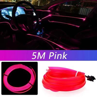 Uplifted Finds 5M Car Interior LED Strip Light USB Flexible Decorative Ambient Lamp cigarette Drive pink