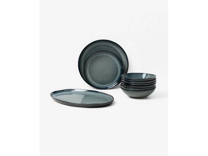 GLAMIRA Geschirr-Set Grünes Geschirr mit reaktiver Glasur (19-tlg), Stoneware, reaktive Glasur