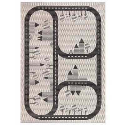 Kinderteppich "CABANE - Streets", schwarz, B:120cm H:3mm L:170cm, Polypropylen (PP), PRIMAFLOR-IDEEN IN TEXTIL, Teppiche, Kinderteppich, Flachgewebe, Straßen-Spiel-Teppich, In- und Outdoor geeignet