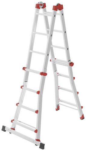 Hailo M80 7516007 Aluminium Multifunktionsleiter Arbeitshöhe (max.): 4.70m Silber, Rot 12.7kg