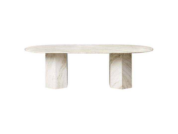 GUBI table elliptique EPIC DINING TABLE (Neutral White - Travertin)
