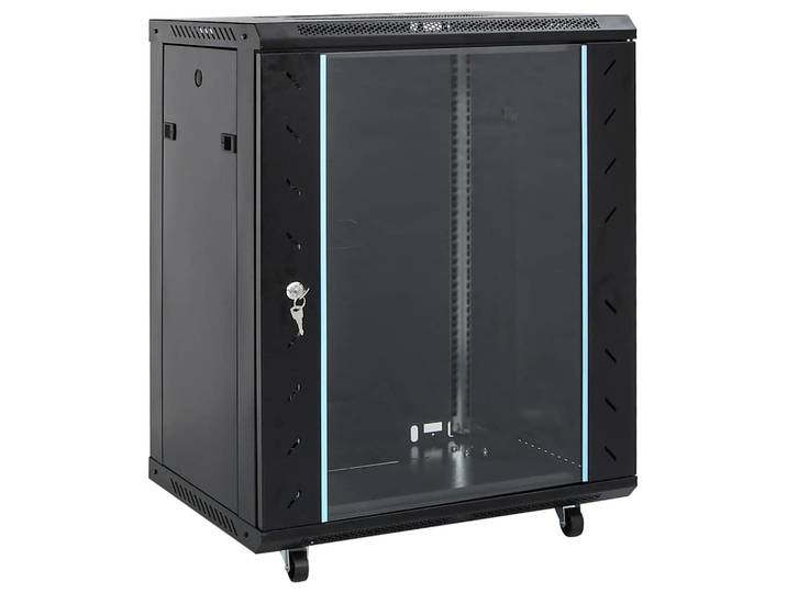 vidaXL Netzwerkschrank mit Speicher Schwarz 60 x 60 x 80 cm Stahl