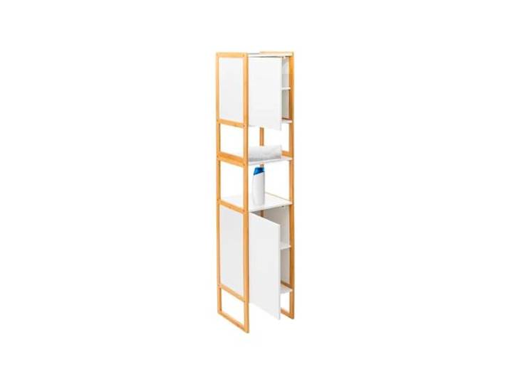 Avilia Platzsparender Badezimmerschrank mit 2 Türen, 33 x 33 x 170 cm – modularer Säulenschrank, vielseitig mit Einlegeböden, ideal für Badezimmer-Organisation, Weiß