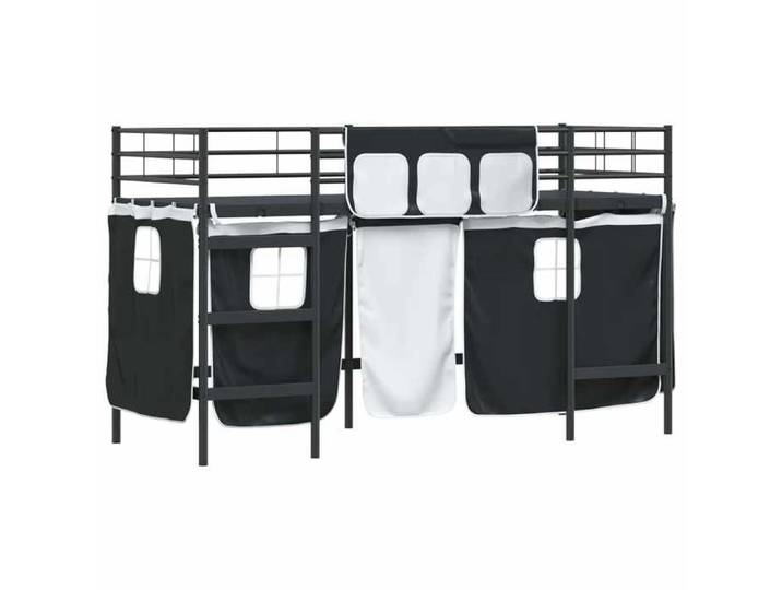 Lit 99.5x190cm - VIDAXL - Cadre de Lit mezzanine pour enfants - - avec Rideaux Noir L16107