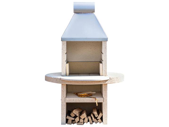 Nouvel Holzkohlegrill, Weiss, Stein, 110x170x90 cm, Ablageflächen, Grillen, Grills, Holzkohlegrill