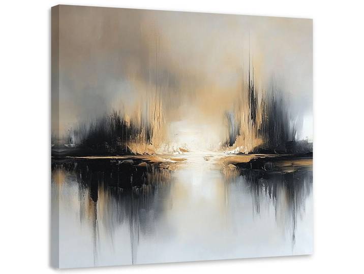 Feeby Leinwandbild Abstraktes Beigegrau 60x60cm, Quadratisch, 60x60 cm, Bilder & Rahmen, Bilder, Leinwandbilder