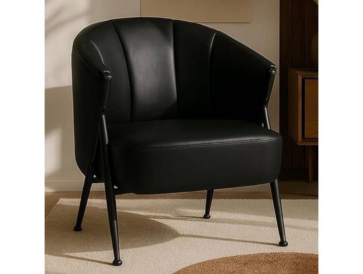 Mendler Sessel HWC-P30 Metall - schwarz Polster-/Cocktail-/Clubsessel, Lounge, Chair, Vintage, Retro, Industrial, Kunstleder