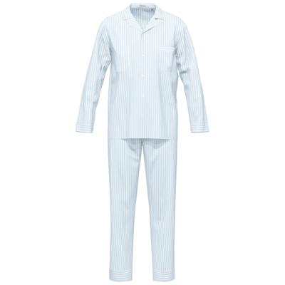 Pyjama SEIDENSTICKER "Herren Pyjama Set lang", Herren, Gr. 58, weiß (zen blau), Obermaterial: 100% Baumwolle CO., Homewear-Sets Pyjama