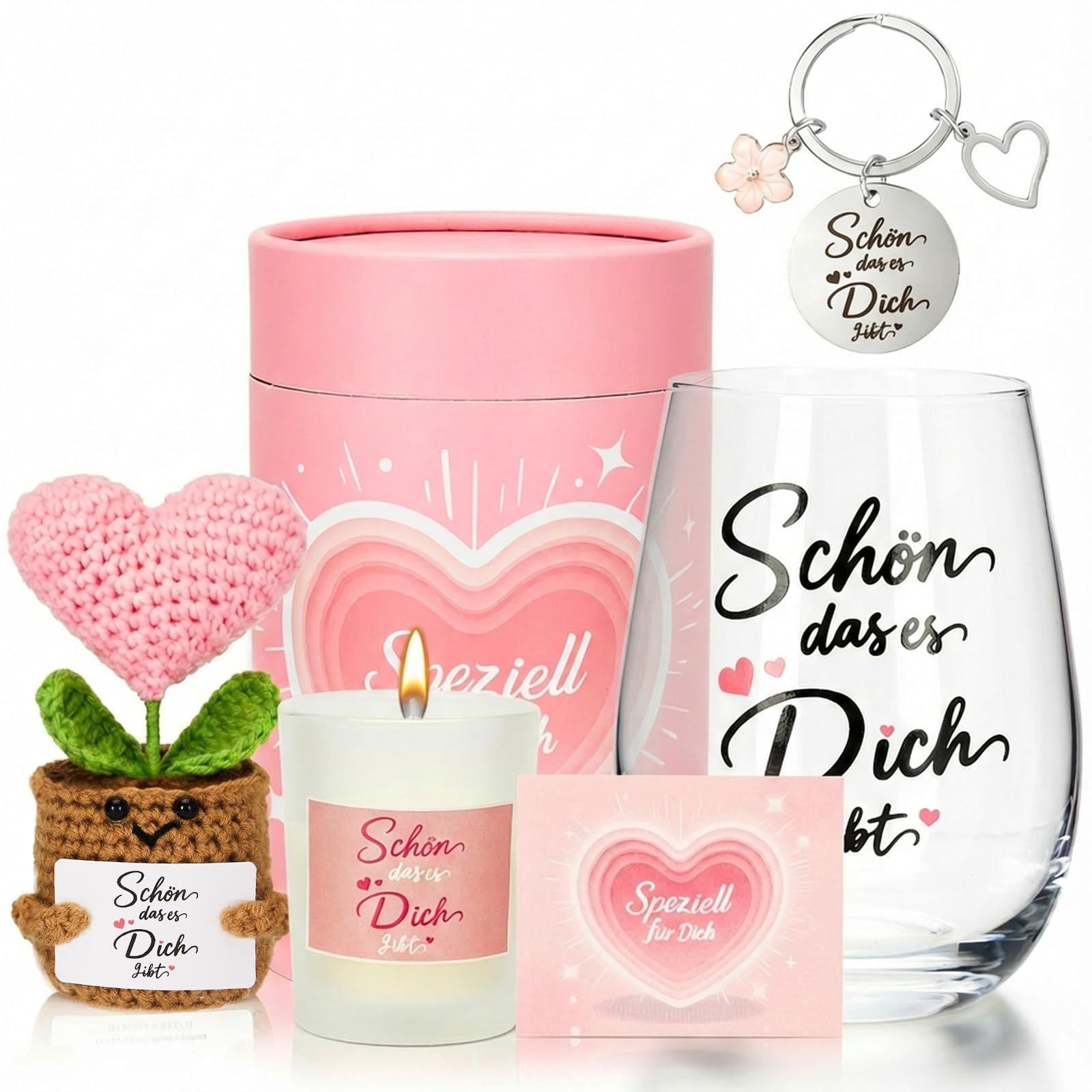 Dripio Cadeauset met wijnglas, breipop en sleutelhanger