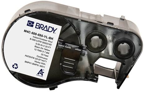 Brady M4C-500-595-YL-BK etiquetas de vinil preto sobre amarelo 12,70 mm x 7,62 m