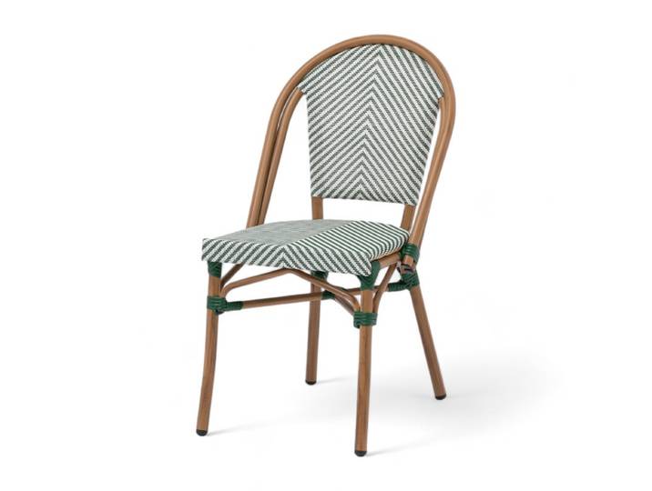 Chaise de terrasse LAZARE - Textilène vert et blanc
