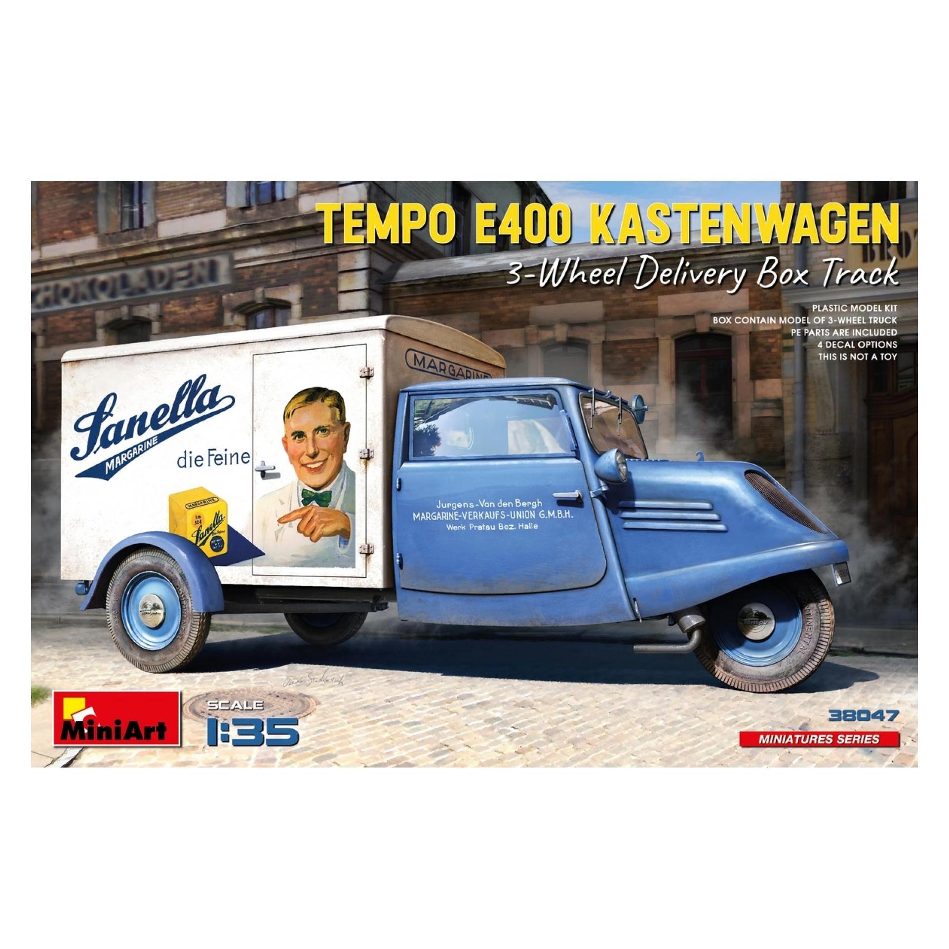 Mini art Tempo E400 Kastenwagen 3-Wheel Delivery Box Track (38047)