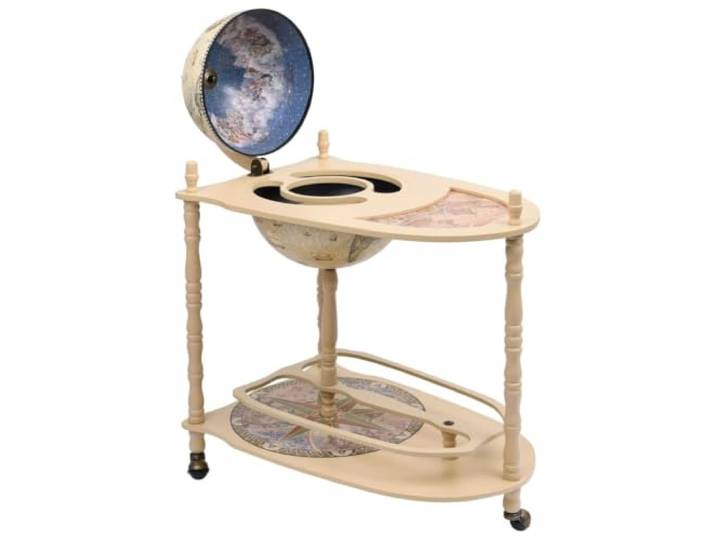 WXGTBKPR Globus-Bartisch aus Eukalyptusholz mit Ablageboden, Rollwagen für Wein und Spirituosen, Minibar mit Seekarte Design, 70 x 45 x 88 cm