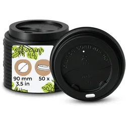 BIOZOYG 50 Stück Becherdeckel Coffee-to-go Deckel Kunststoffdeckel für Einwegbecher stapelbar recycelbar mit Trinköffnung lebensmittelecht