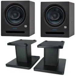 PreSonus Studio-Monitor Eris Pro 8 1 Paar mit Boxenständer (Aktiv, Paar), Monitor Lautsprecher, Schwarz