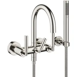 Dornbracht Tara. Wannen-Zweigriff-Armatur 25133882-08 Griffhebel, Wandmontage, mit Garnitur, platin