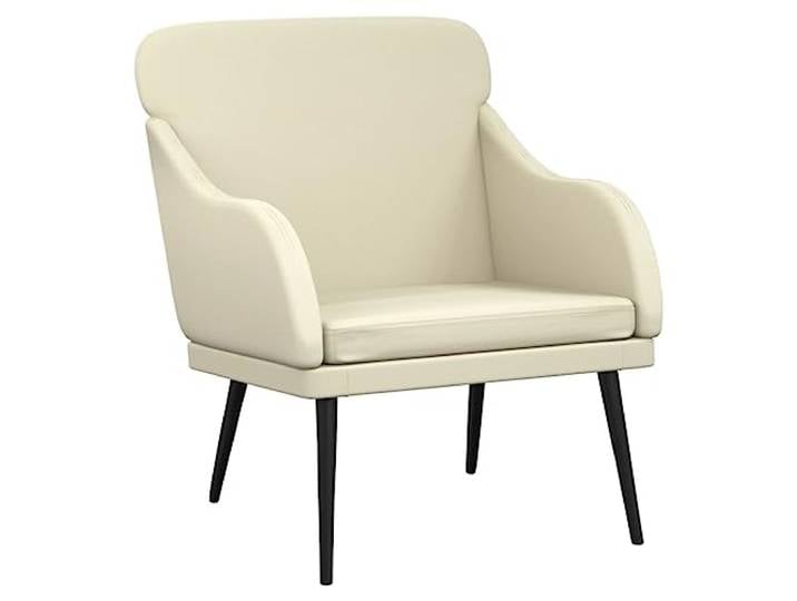 KDVXBCQJH Sessel Creme 63x76x80 cm Kunstleder Metallgestell Relaxsessel Gepolsterter Relaxsessel aus Kunstleder mit stabilem Metallgestell für Wohnzimmer und Schlafzimmer, Tragfähigkeit 110 kg.