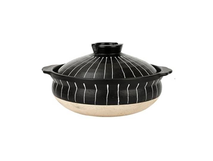 XYUERU Japanischer Donabe-Topf Traditionelle Auflaufform Mit Deckel Keramik Tontopf Langsamer Eintopf Antihaftbeschichtet Hitzebeständig Suppentopf Kochgeschirr schmortopf Hot Pot(1.6L)