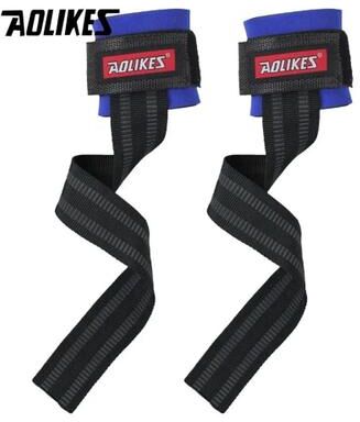 Uplift Picks AOLIKES Non Slip Weight Lifting Straps With Gel Grip blue