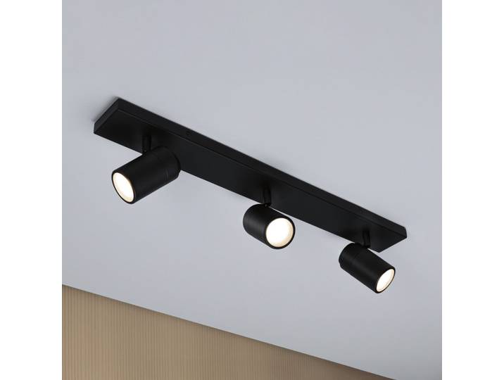Spot pour plafond Zyli noir 60 cm, à 3 lampes, IP44 - Paulmann - Salle de bains - Moderne - Métal - Multi-ampoules