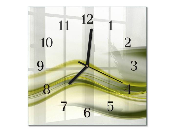 Tulup Wanduhr 30x30 cm - Abstrakte Linien, Grün, Glas, Quadratisch, 30x30x0.4 cm, Dekoration, Uhren, Wanduhren