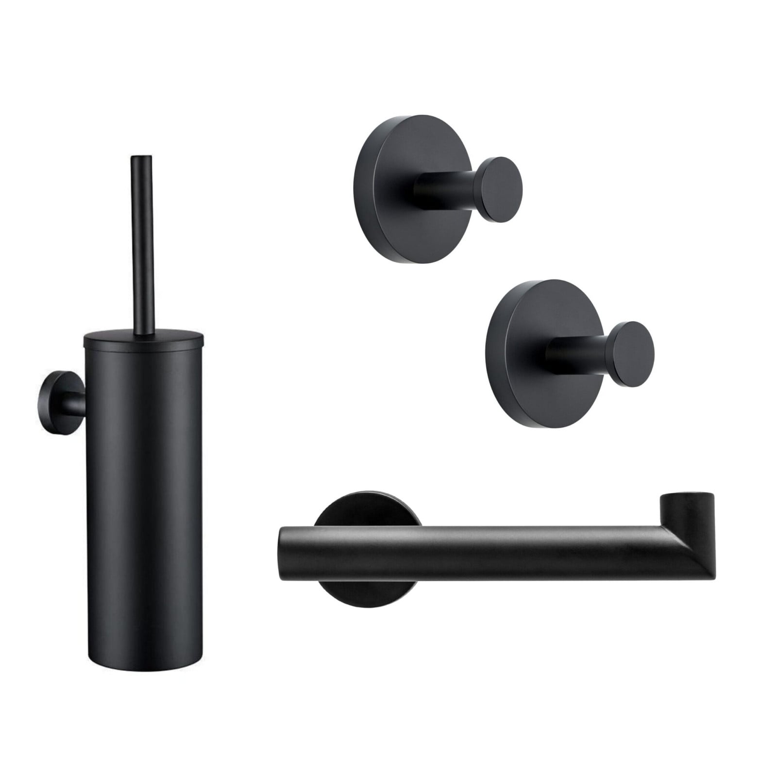 XIVADA Toiletset zwart - 4-delig - Hangend - Rvs