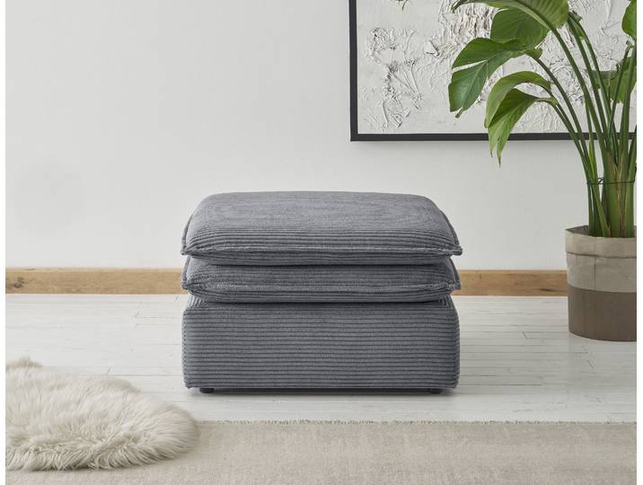 Hocker HOME AFFAIRE PIAGGE , grau (anthrazit), Webvelours, Hocker, Hocker, Hochwertiger Cord, passend zum Sessel