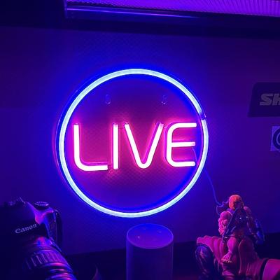 Live-Neonschilder, LED-Live-On-Air-Neonlichter, runde LED-Schilder für Gamer – cooles Live-Streaming-/Aufnahme-Schild für Studio, Wand, Schlafzimmer, Spielzimmerdeko