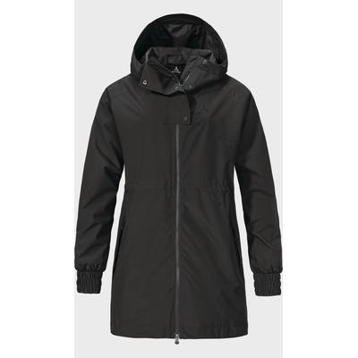Parka SCHÖFFEL "Parka Style Bohorok WMS", Damen, Gr. 38, schwarz (9990, schwarz), Oberstoff: 100% Polyester. (Membran: Thermoplastisches Polyurethan). Futter: 100% Polyester, relaxed fit, hoch geschlossener Ausschnitt, Jacken Parka