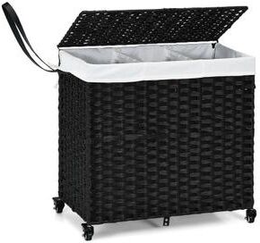 Costway Laundry Hamper with Wheels and Lid-Black