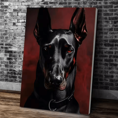 Inspire Curations Black Doberman & Woman Canvas Wall Art Modern Doberman Dog Painting Poster black1 21x30cmframeless