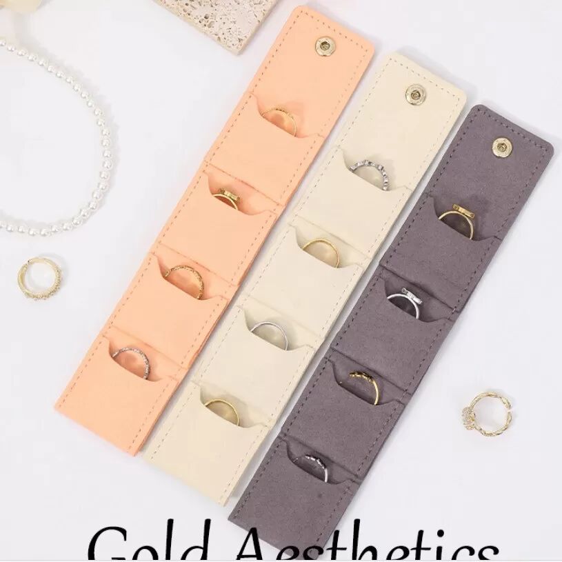 INF Tragbarer Reise Schmuck Organizer Tasche - Kompaktes Schmuckkästchen aus PU-Leder mit Fächern Grau
