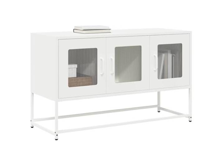 HEFZGDB TV-Schrank Weiß 100,5x39x60,5 cm aus Kaltgewalztem Stahl mit Praktischen Griffen und Metallfüßen – Stabiles Möbelstück mit Reichlich Stauraum für Essgeschirr, Vielseitig