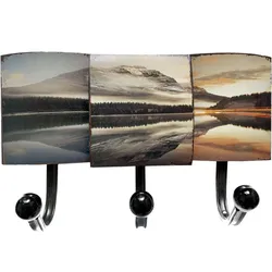 Garderobenleiste Blechschilder Motiv Garderobenhakenleiste mit Bild Wandgarderobe, Landschaft Design, 3x Haken, LxH 34,5 x 21 cm