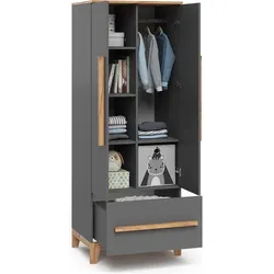 VitaliSpa, Kinderkleiderschrank, Kinderkleiderschrank Malia, Grau/Artisan, 70 x 186.8 cm (53.40 x 70 x 186.80 cm)