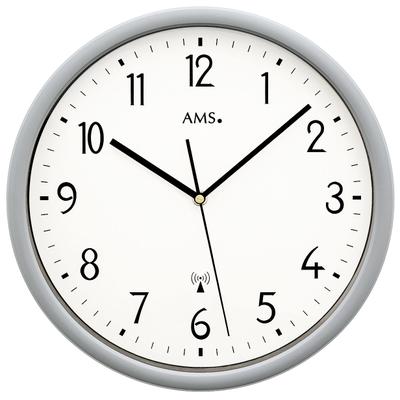 Funkwanduhr AMS, grau, Wanduhren, Ø 30cm, Quarzuhr,Kunststoff,Wohnzimmer,Esszimmer,Küche,Arbeitszimmer,Büro,Flur