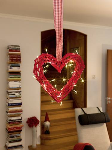 Konstsmide 6217-550 Holz-Figur Herz Warmweiß LED Rot