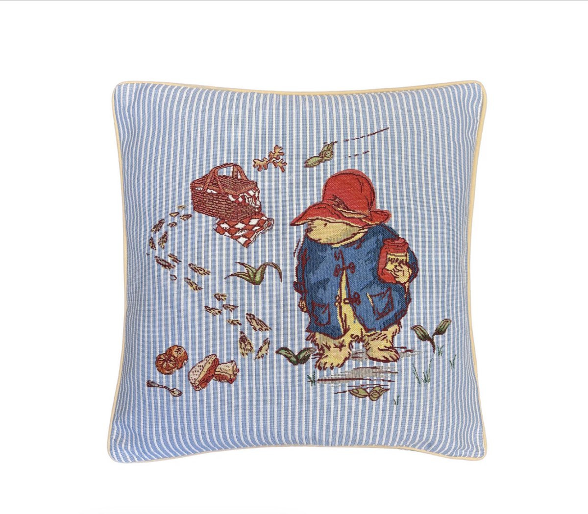 Signare Kussenhoes Paddington Classic Marmalade - Luxe Gobelinstof - Lichtblauw gestreept - 45 x 45 cm