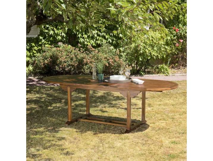 MAEVA - Table de jardin 8/10 pers. Table ext. 180/240cm bois teck huilé
